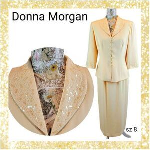 Formal Pale Yellow Bead & Sequin  Special Occasion Mother of Bride Skirt Suit
